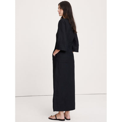 Women's Linen Scoop-Neck Maxi Dress