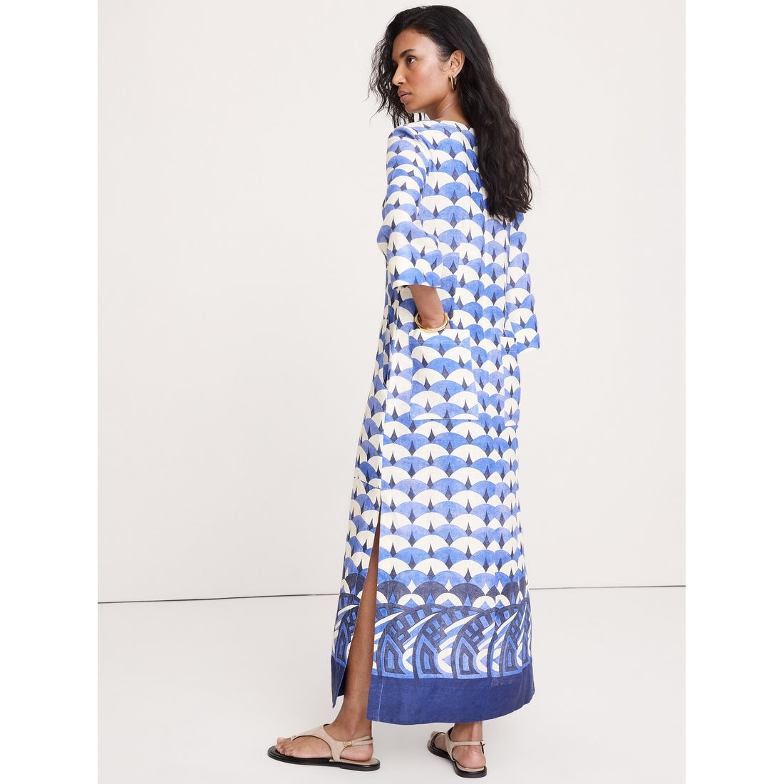 Women's Linen Scoop-Neck Maxi Dress