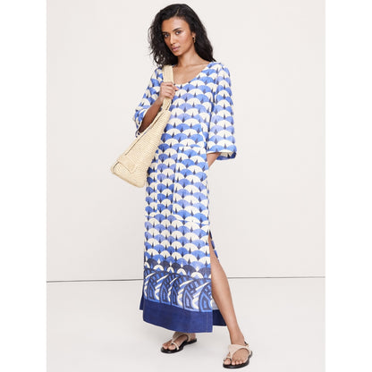 Women's Linen Scoop-Neck Maxi Dress