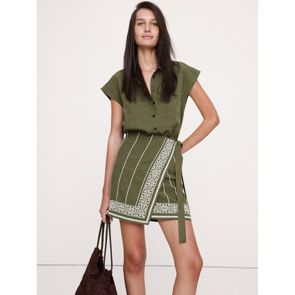 Women's Embroidered Tencel™-Linen Wrap Dress