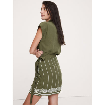 Women's Embroidered Tencel™-Linen Wrap Dress