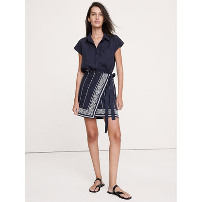 Women's Embroidered Tencel™-Linen Wrap Dress
