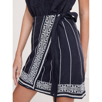 Women's Embroidered Tencel™-Linen Wrap Dress