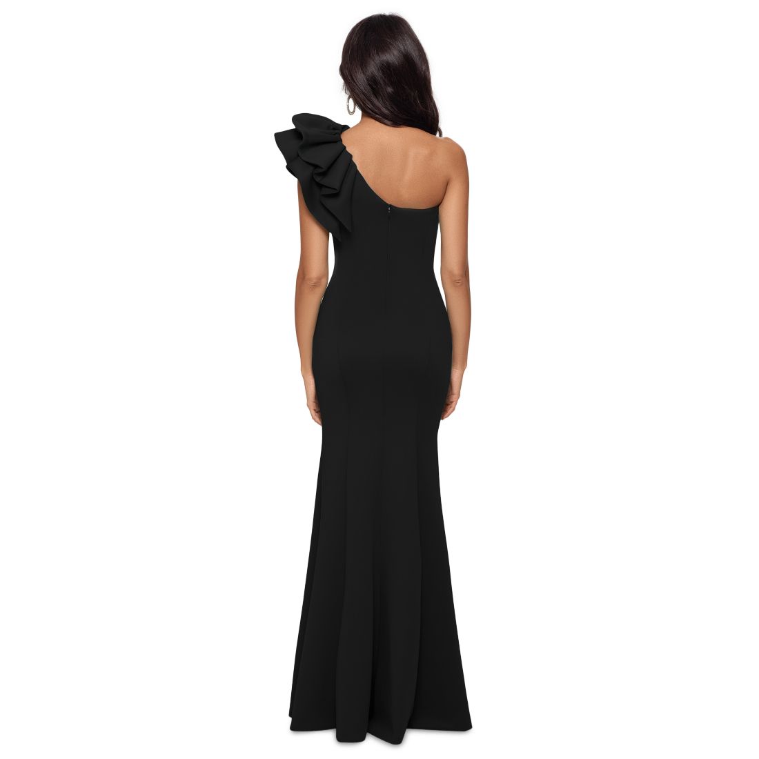 Betsy & Adam Women's One-Shoulder Scuba Crepe Gown