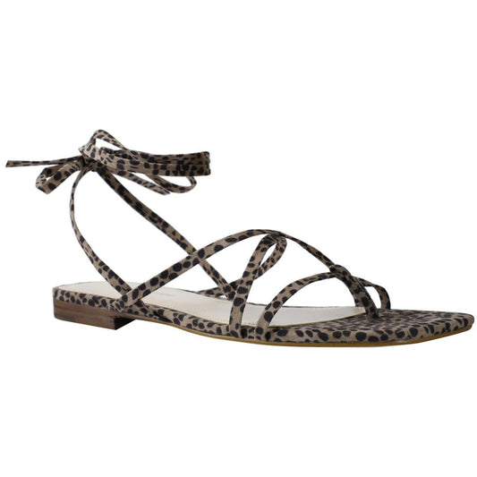 Womens Cheetah Print Square Toe Strappy Sandals