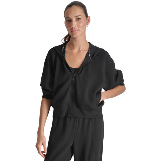 Dkny Sport Women's Drop-Shoulder High-Line Zip Scuba Hoodie