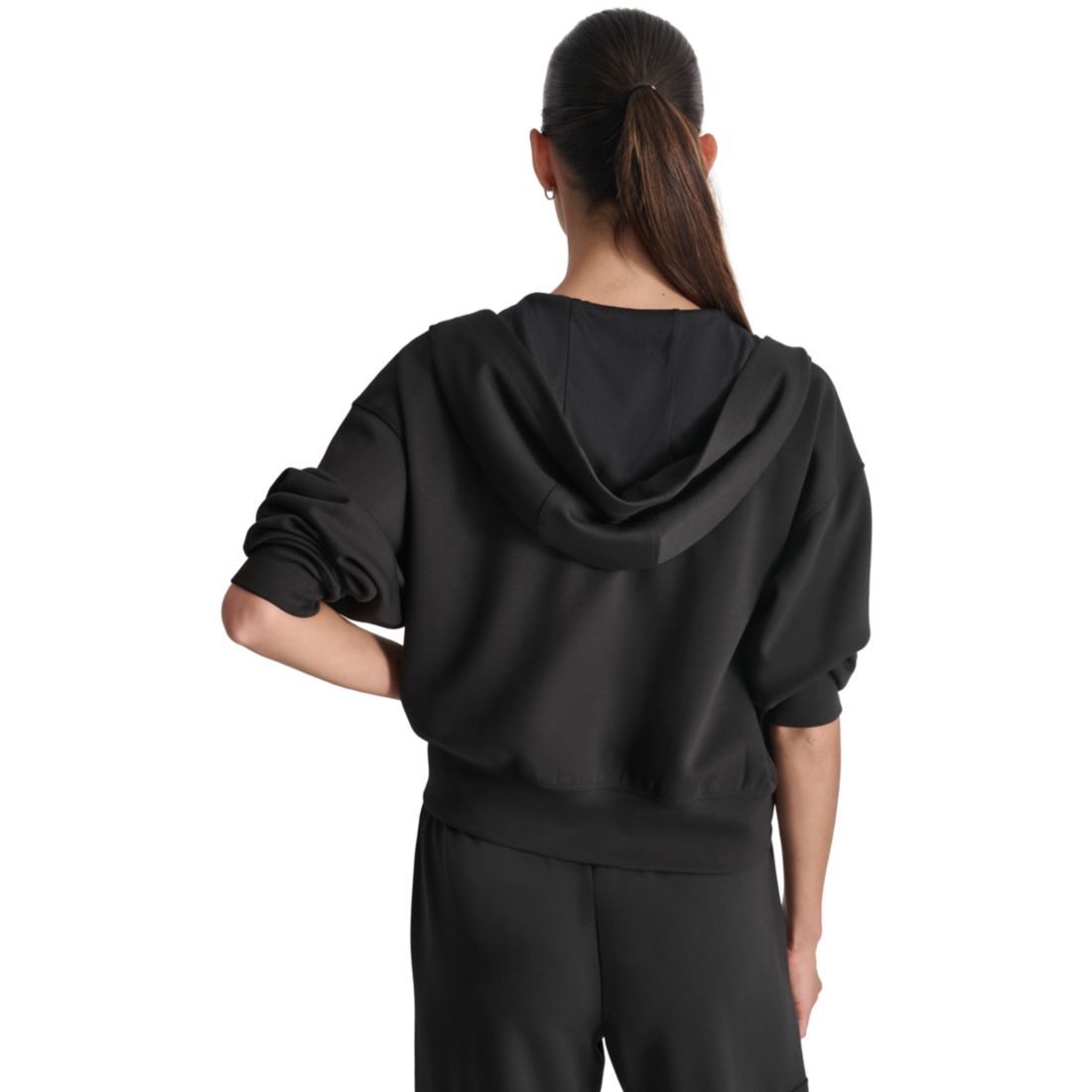 Dkny Sport Women's Drop-Shoulder High-Line Zip Scuba Hoodie