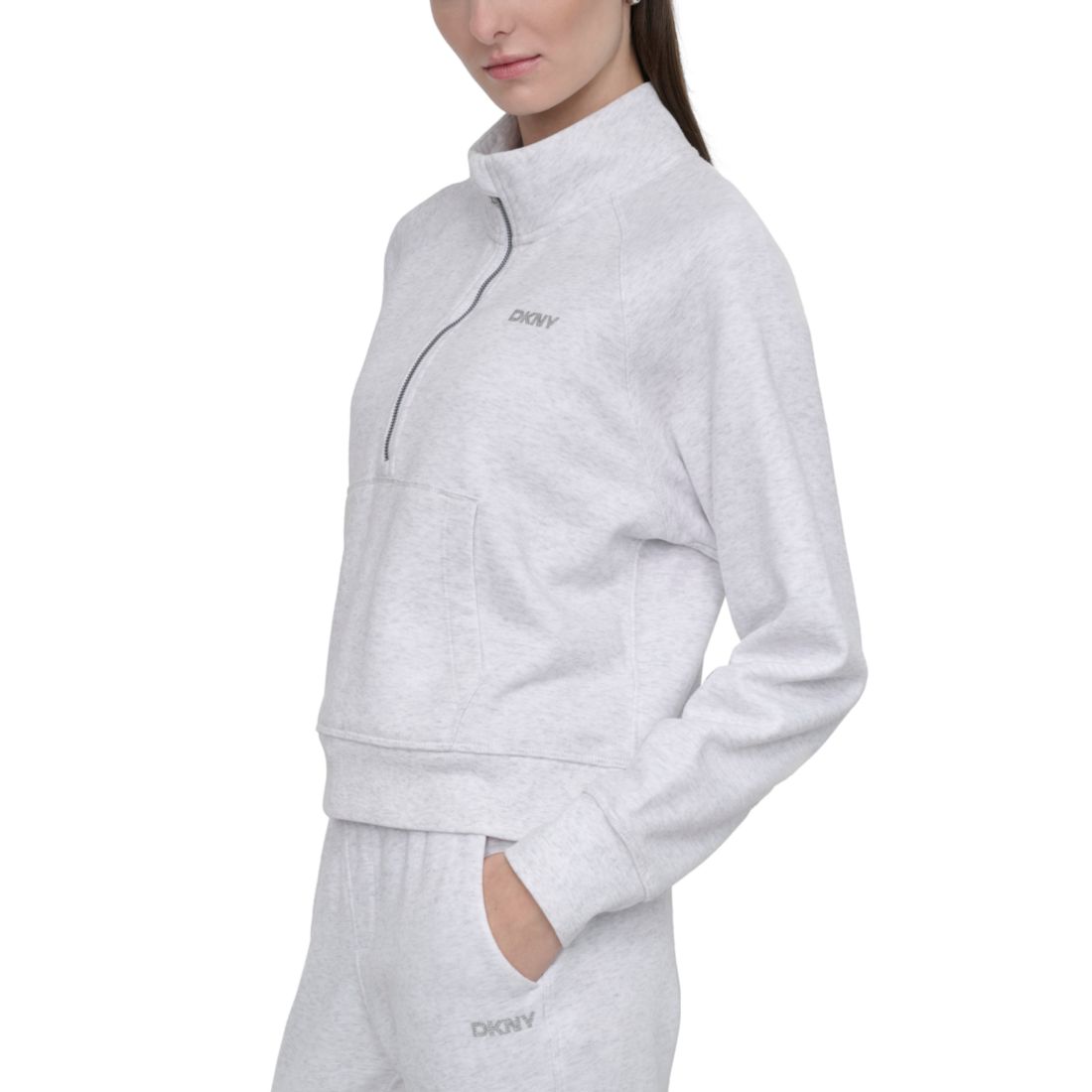 Dkny Sport Women's Studded-Logo Half-Zip Sweatshirt