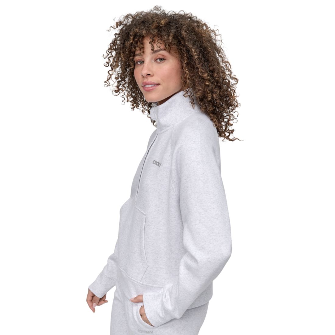 Dkny Sport Women's Studded-Logo Half-Zip Sweatshirt