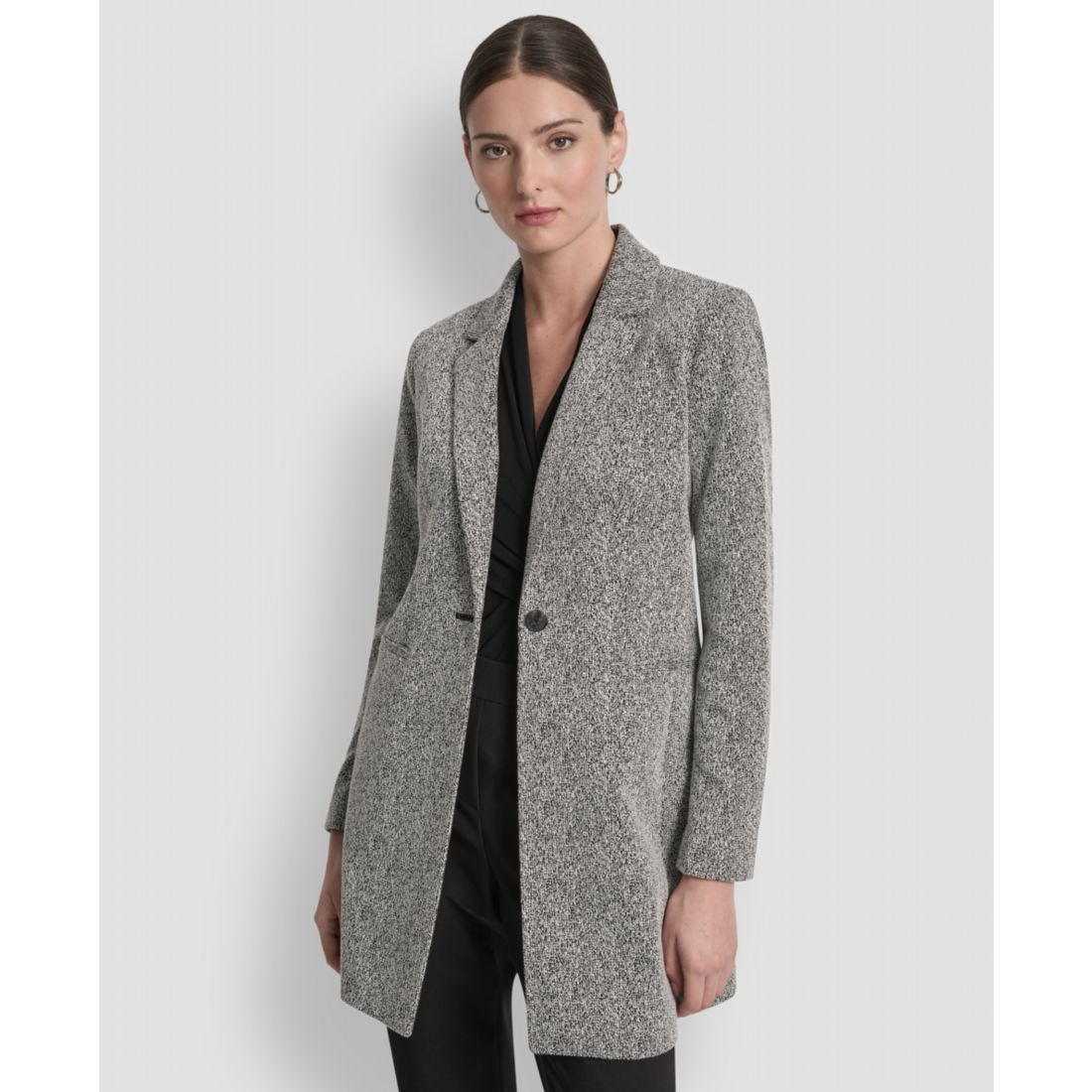 Dkny Petites Notch-Lapel Single-Button Long-Sleeve Jacket