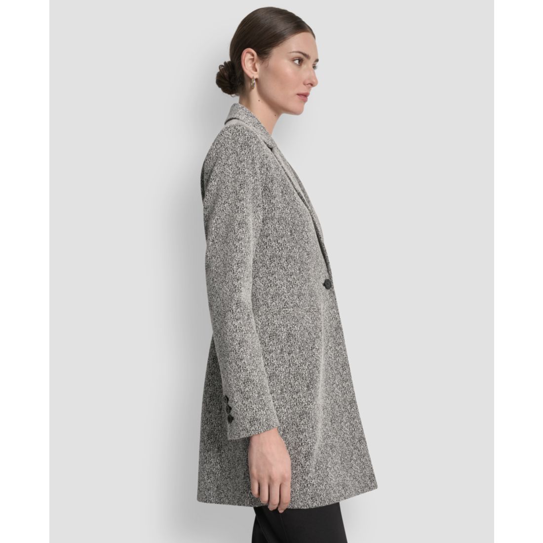 Dkny Petites Notch-Lapel Single-Button Long-Sleeve Jacket