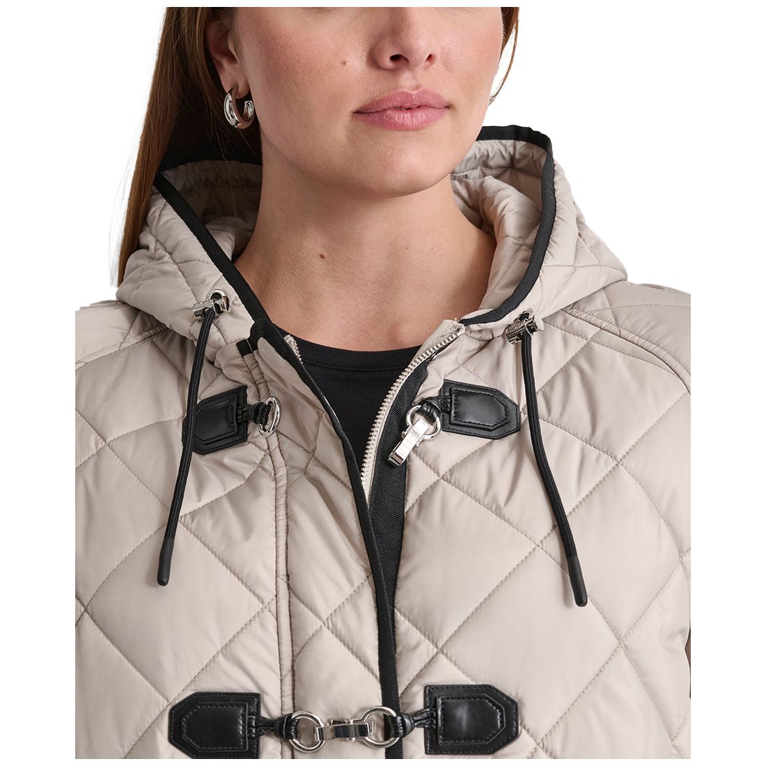 Dkny Plus Size Hooded Toggle-Front Quilted Coat
