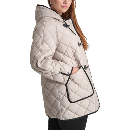 Dkny Plus Size Hooded Toggle-Front Quilted Coat