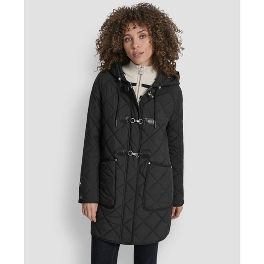 Dkny Women's Hooded Toggle Quilted Coat