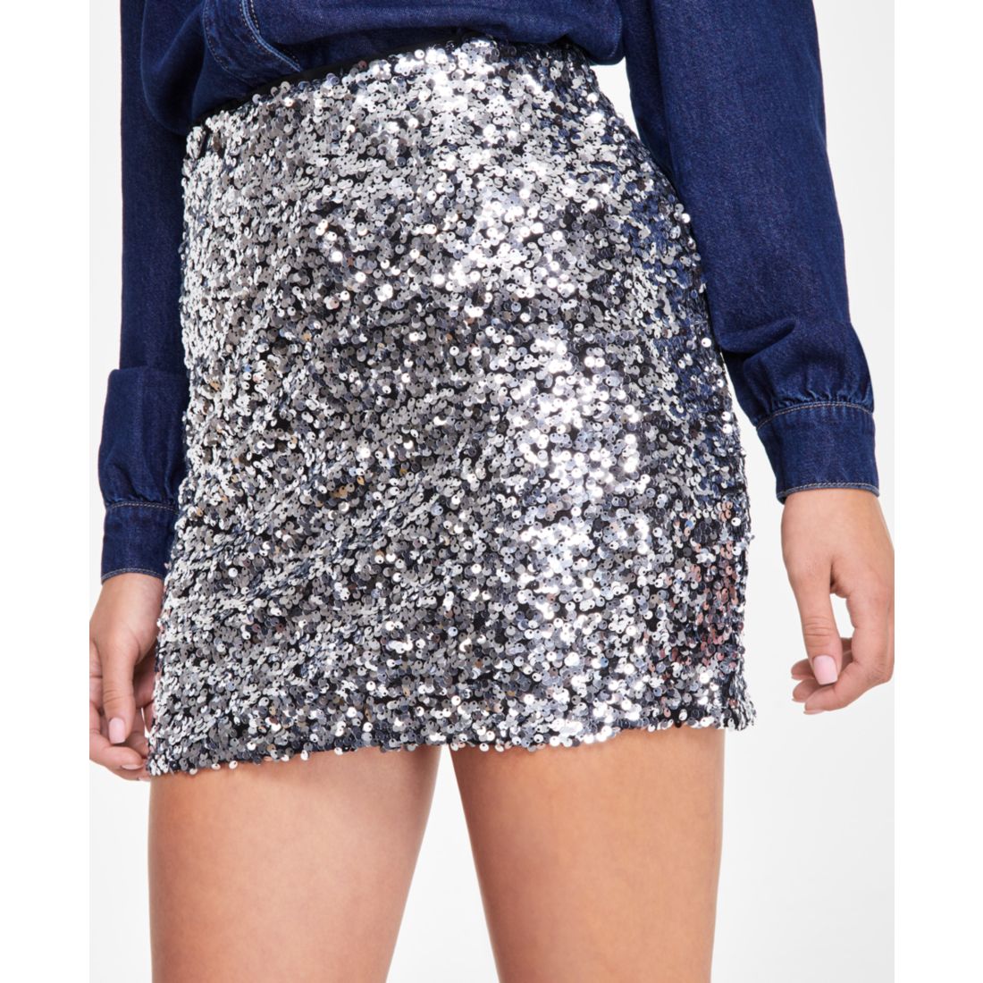 Dkny Jeans Women's Sequin Embellished Mini Skirt