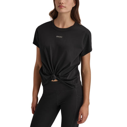 Dkny Sport Women's Cotton Stud Logo Knot-Front T-Shirt