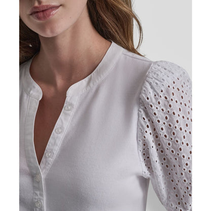 Dkny Jeans Women's Puff-Sleeve Henley Top