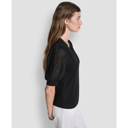 Dkny Jeans Women's Puff-Sleeve Henley Top