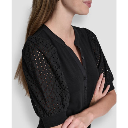 Dkny Jeans Women's Puff-Sleeve Henley Top