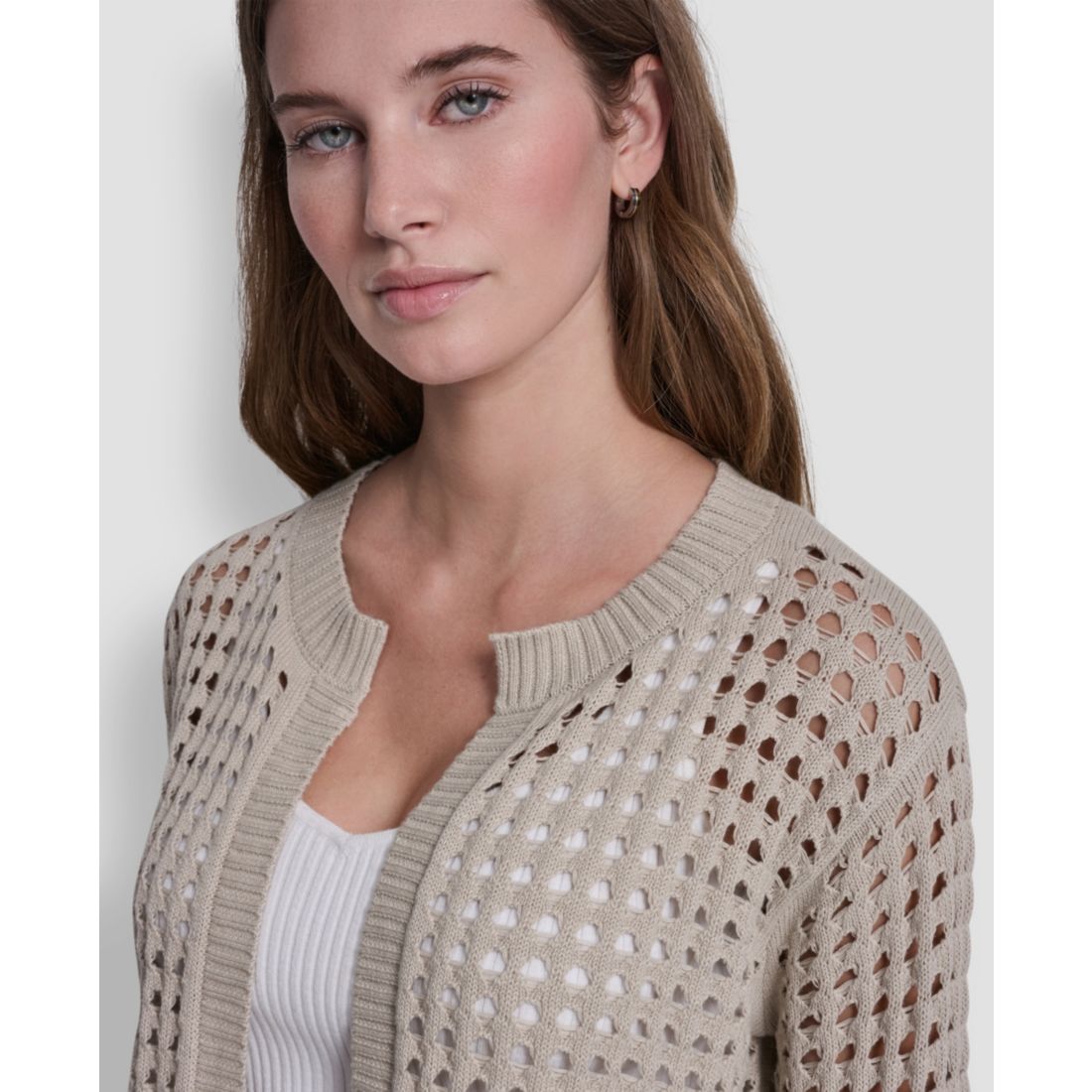 Dkny Jeans Women's Open-Stitch Drop-Shoulder Cardigan Sweater