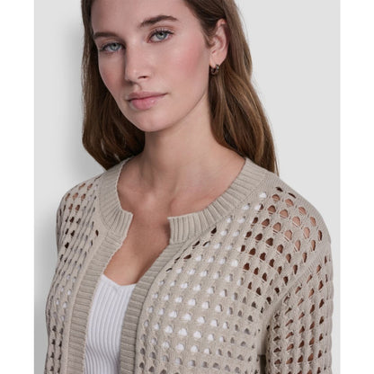 Dkny Jeans Women's Open-Stitch Drop-Shoulder Cardigan Sweater