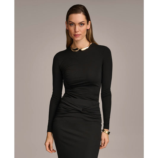 Donna Karan Women's Long Sleeve Ruched-Side Top