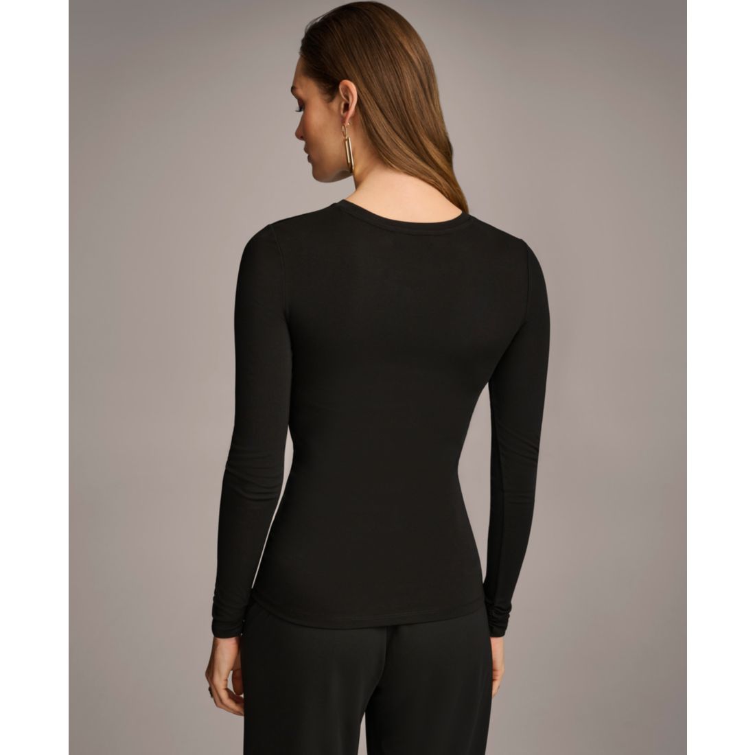 Donna Karan Women's Long Sleeve Ruched-Side Top