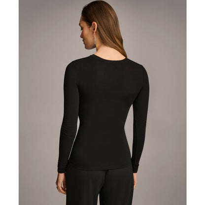 Donna Karan Women's Long Sleeve Ruched-Side Top