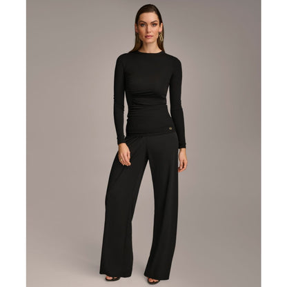 Donna Karan Women's Long Sleeve Ruched-Side Top