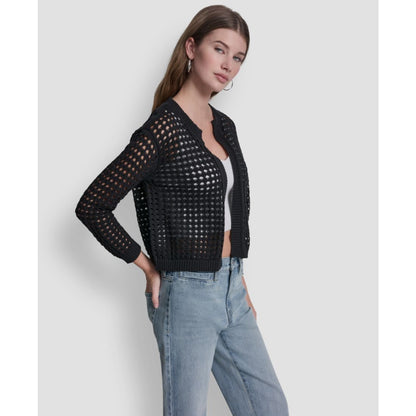 Dkny Jeans Women's Open-Stitch Drop-Shoulder Cardigan Sweater