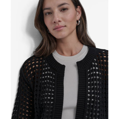 Dkny Jeans Women's Open-Stitch Drop-Shoulder Cardigan Sweater