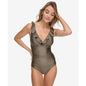 Dkny Ruffle Plunge Underwire Tummy Control One-Piece Swimsuit, Created for Macy's