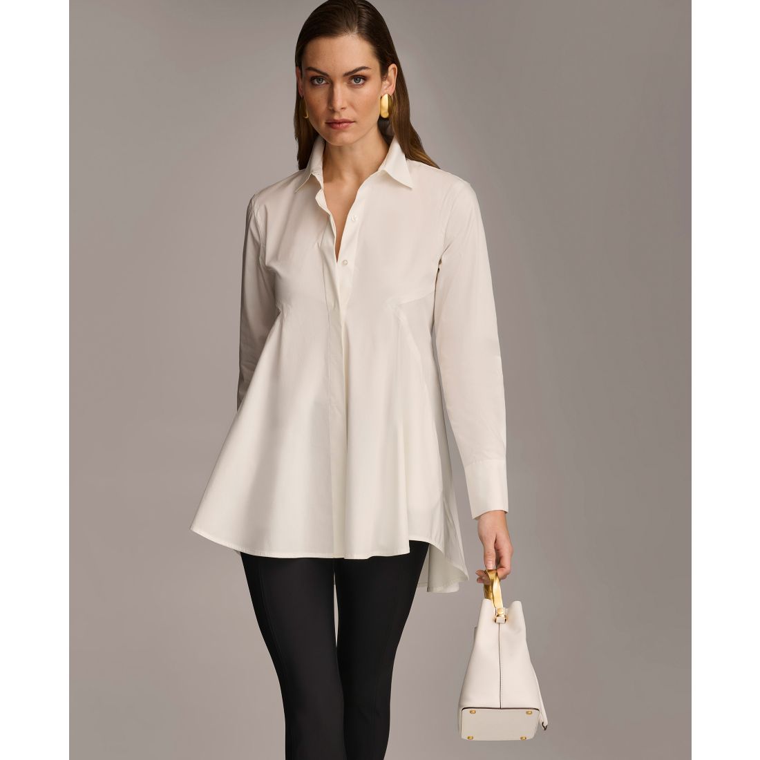 Donna Karan New York Women's A-Line Button Down Poplin Tunic