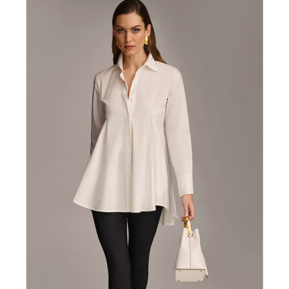 Donna Karan New York Women's A-Line Button Down Poplin Tunic