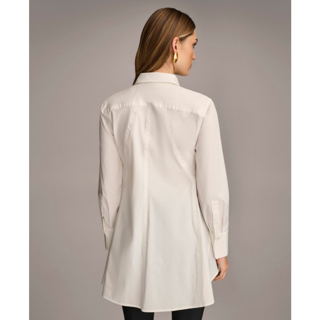 Donna Karan New York Women's A-Line Button Down Poplin Tunic