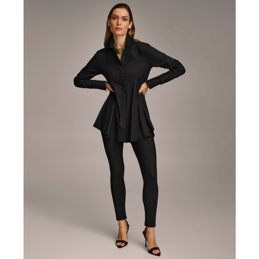 Donna Karan New York Women's A-Line Button Down Poplin Tunic