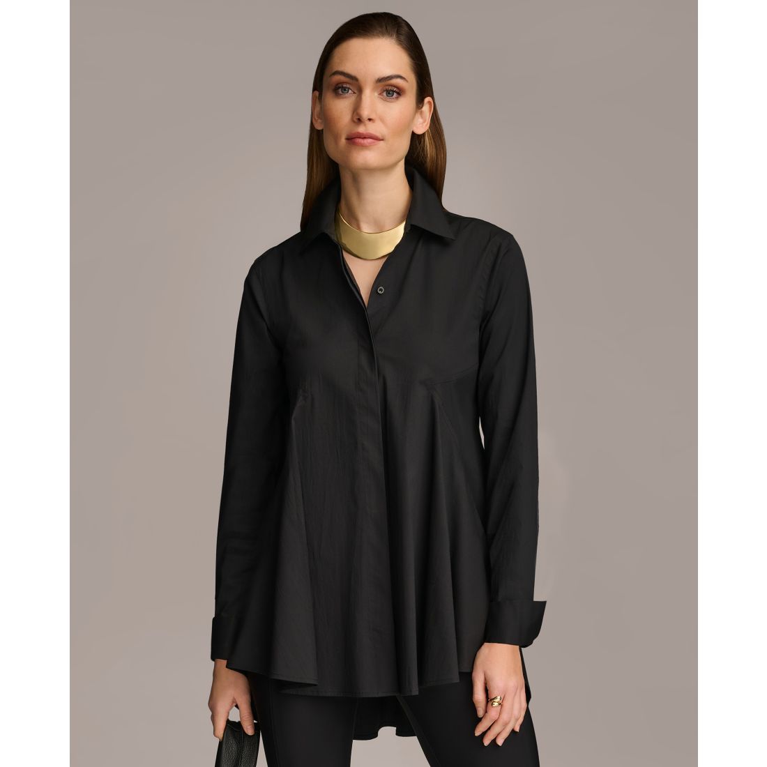 Donna Karan New York Women's A-Line Button Down Poplin Tunic