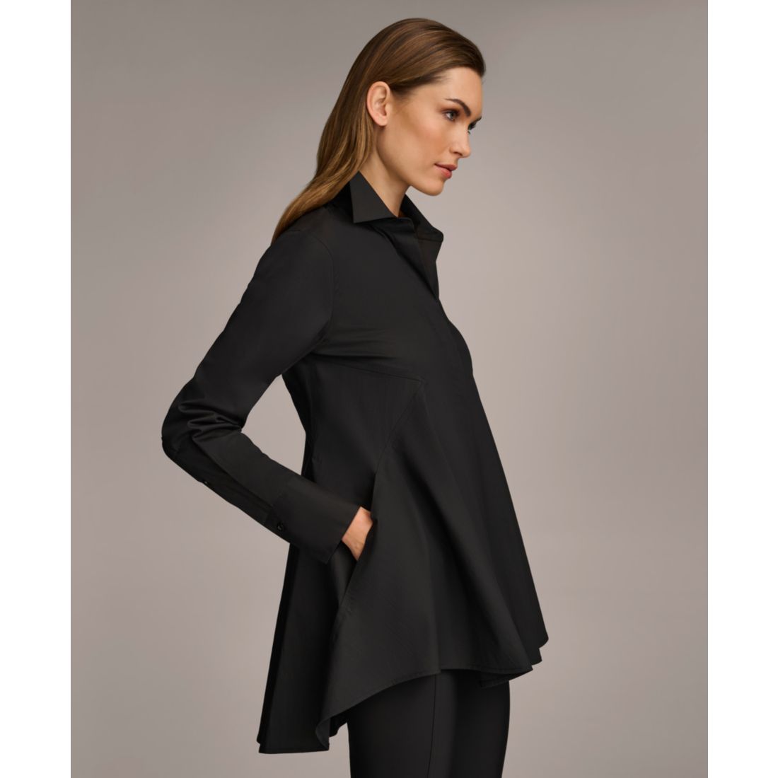 Donna Karan New York Women's A-Line Button Down Poplin Tunic