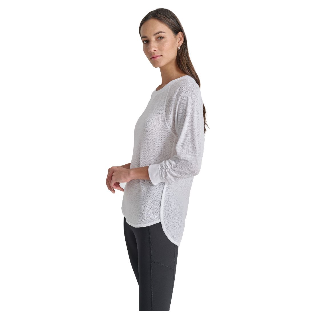Dkny Women's Mini Slub Waffle Three Quarter Sleeve T-Shirt
