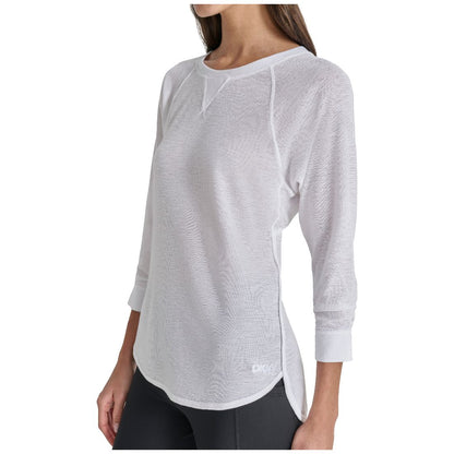 Dkny Women's Mini Slub Waffle Three Quarter Sleeve T-Shirt