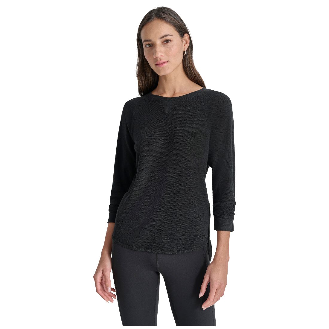 Dkny Women's Mini Slub Waffle Three Quarter Sleeve T-Shirt