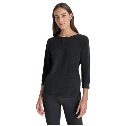 Dkny Women's Mini Slub Waffle Three Quarter Sleeve T-Shirt
