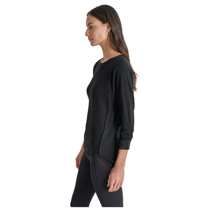 Dkny Women's Mini Slub Waffle Three Quarter Sleeve T-Shirt