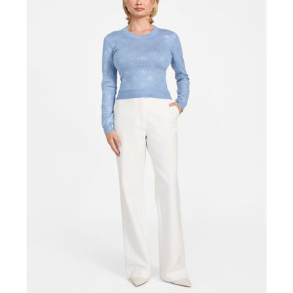 Guess Women's Long-Sleeve Crewneck Rhinestones 4G Sweater