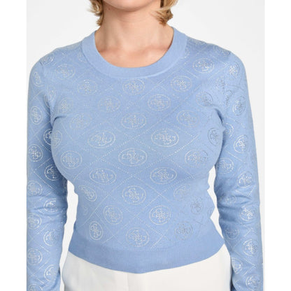 Guess Women's Long-Sleeve Crewneck Rhinestones 4G Sweater