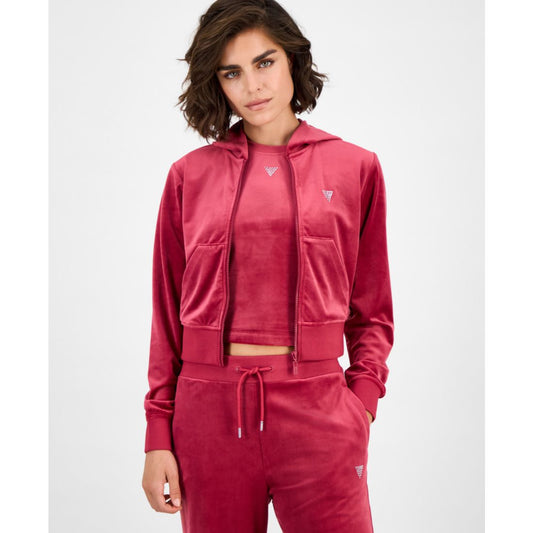 Guess Women's Couture Cropped Velour Hoodie