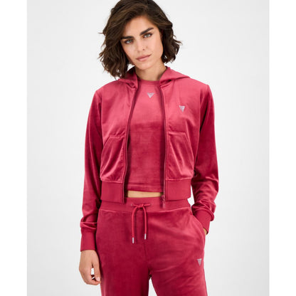 Guess Women's Couture Cropped Velour Hoodie