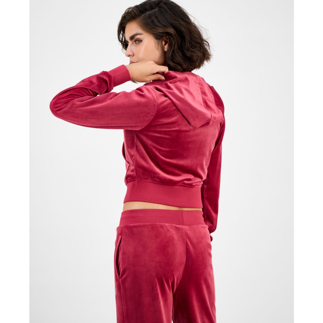 Guess Women's Couture Cropped Velour Hoodie
