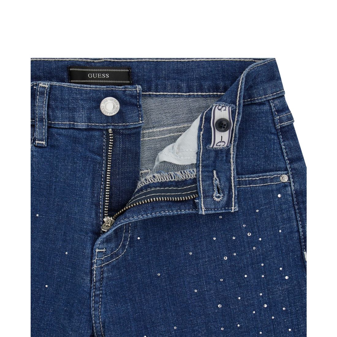 Guess Girls 7-16 90s Stretch Rhinestone Detail Denim Jeans