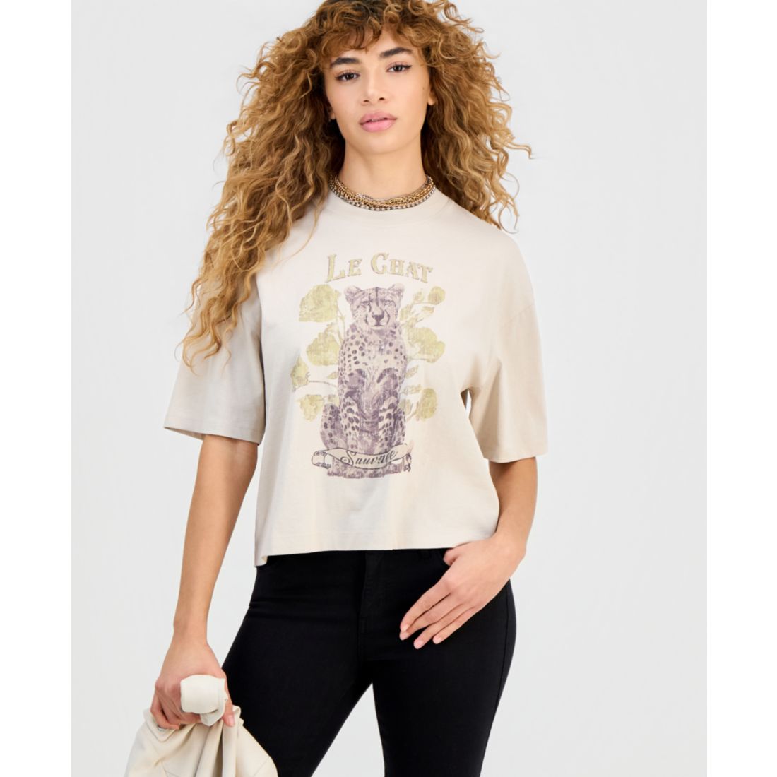 Guess Women's Cotton Le Chat Oversize Graphic T-Shirt